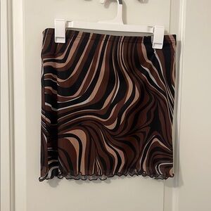 Stylish Brown and Black Women's Mini Skirt